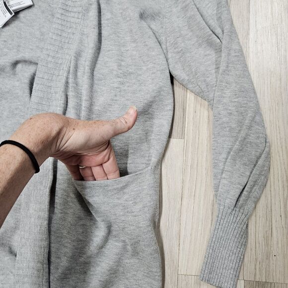 Neu Nomads Womens Gray Longline Cashmere Cardigan Size XL Cotton Open Front - Picture 2 of 9